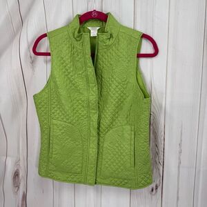Christopher & Banks Women’s Small Green 100% Silk Quilted Vest